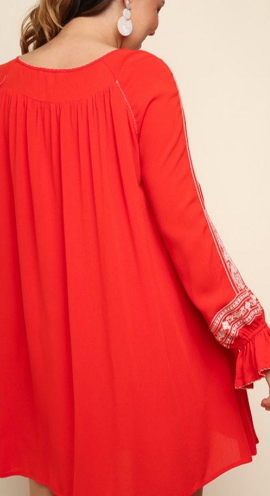 XL Burnt Orange Embroidered Dress - Picture 4 of 4
